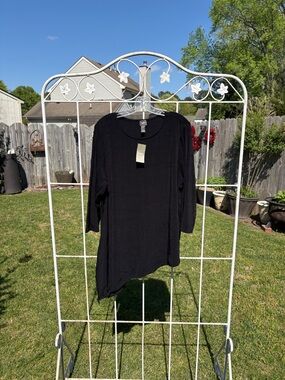 Chico's Black Asymmetrical Long Sleeve Tee